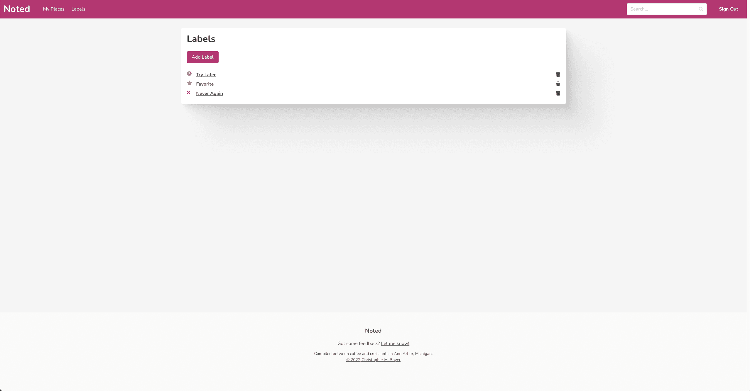Noted default labels page 