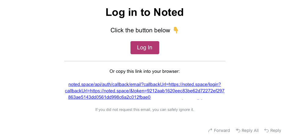 Noted login email 